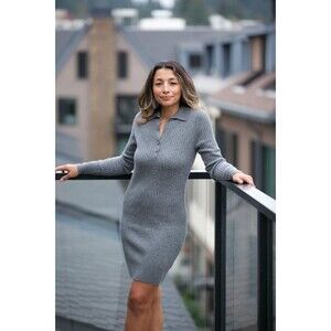 CRUSH Cashmere TROY RIB POLO DRESS Long Sleeve Collared New Womens Size 0 Maroon